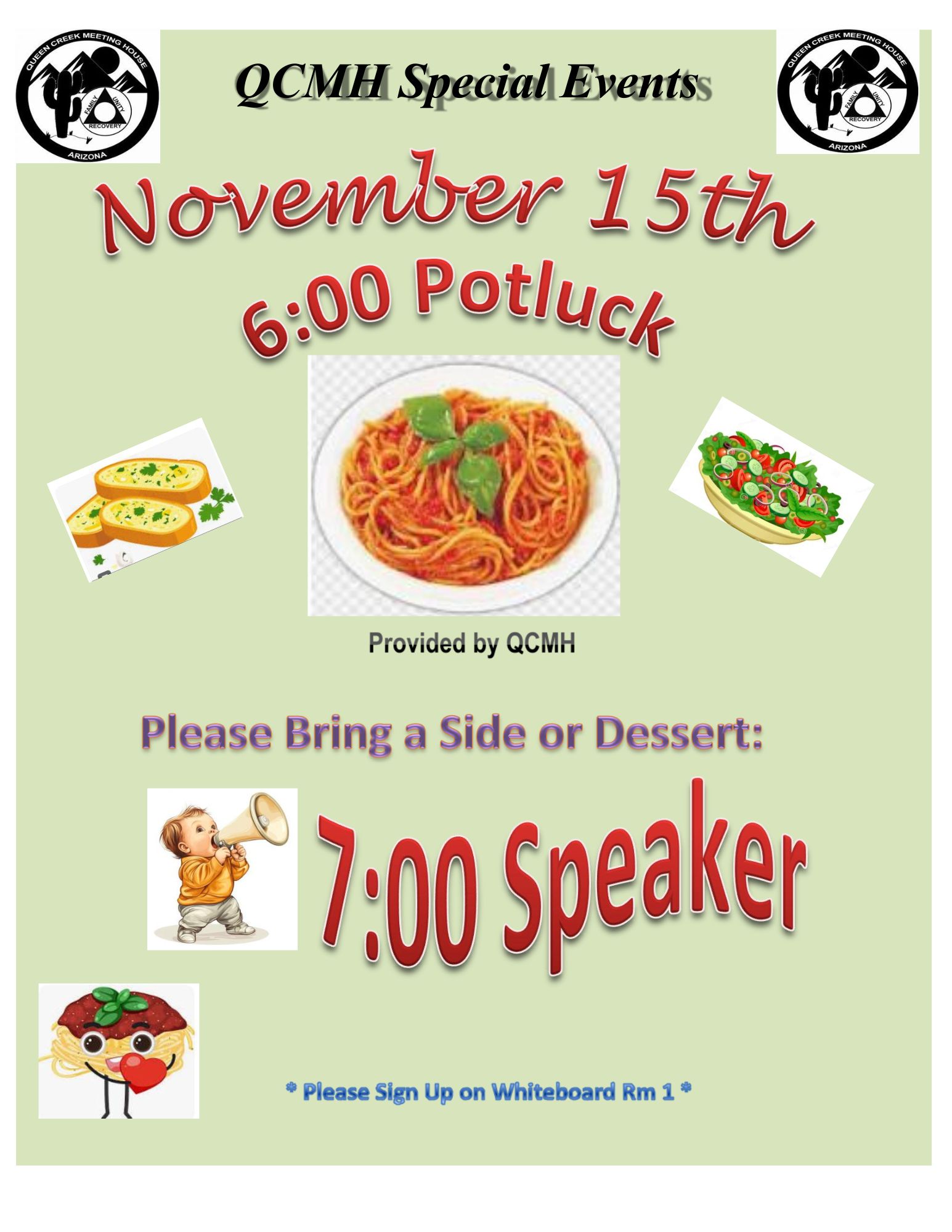 QCMH Saturday Night Speaker Meeting