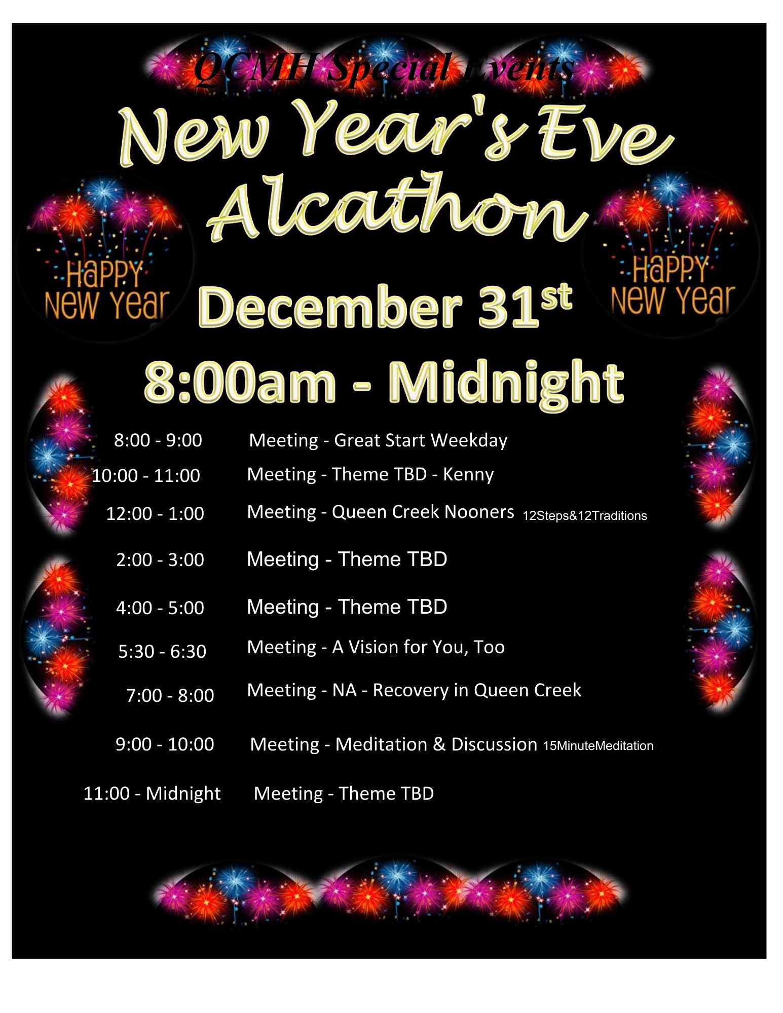 QCMH New Year's Eve Alcathon